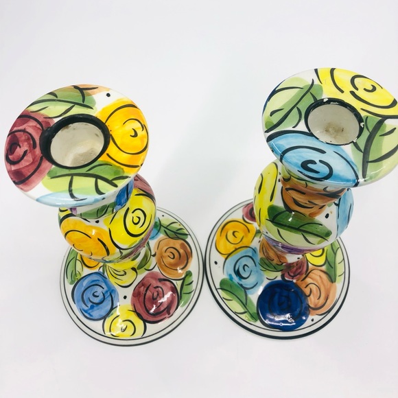 ✨Vintage Floral Portugal Ceramic Candleholder Set - Picture 4 of 10
